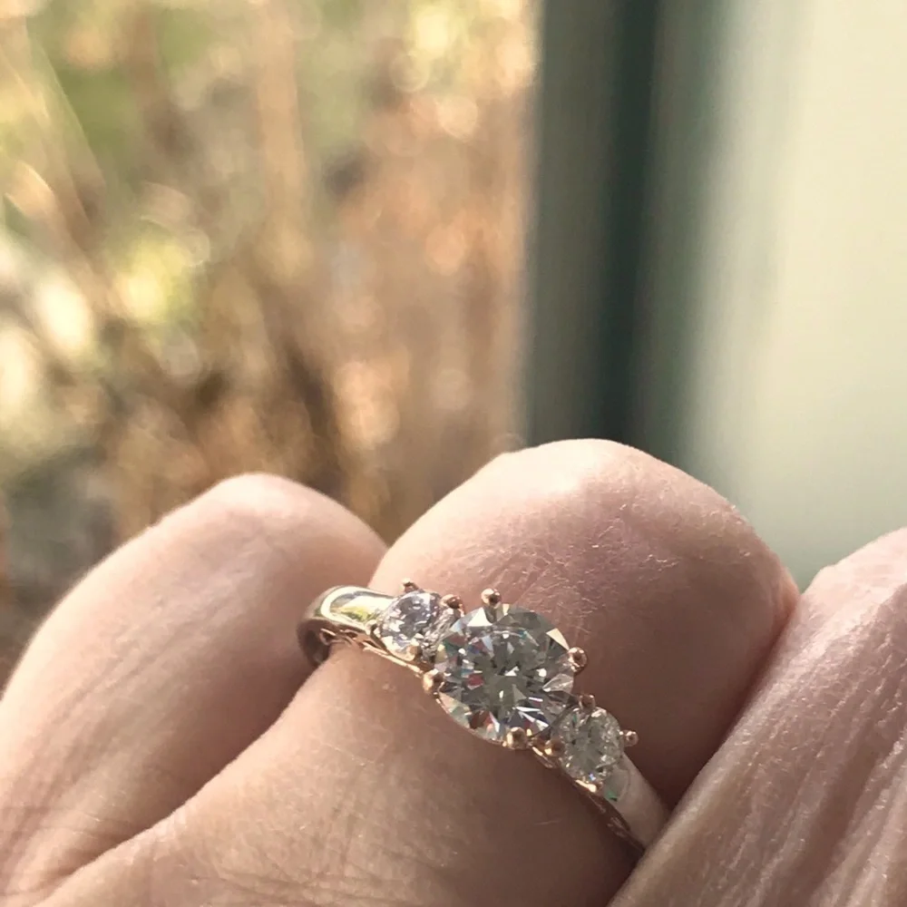 New .925 Three Diamond Ring, Size 8